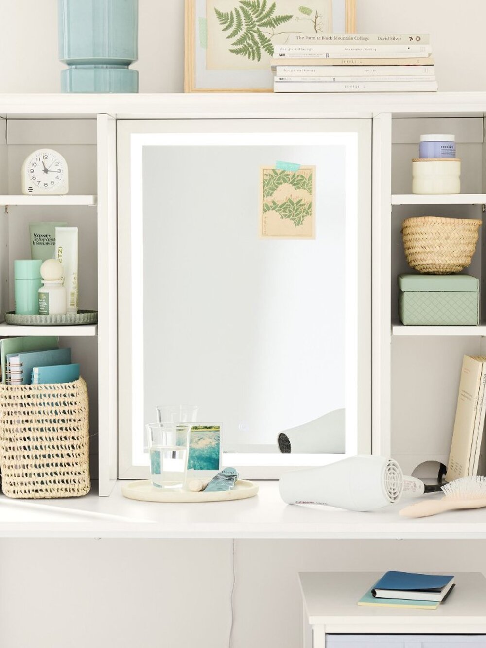 Dorm Light Up Desk Hutch With Mirror (36.5"w x 8"d) $349